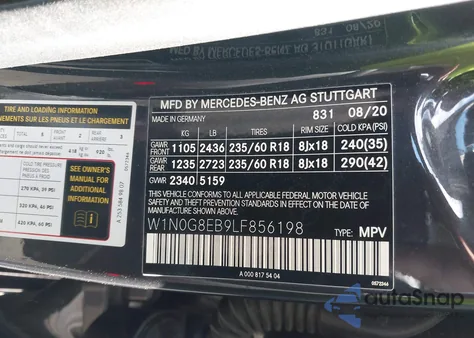 2020 Mercedes-Benz Glc 300 4Matic из США, поврежденный, VIN W1N0G8EB9LF856198